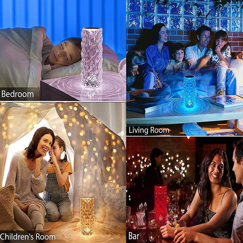 Crystal Touch Control Rechargeable Rose Diamond Table Lamp