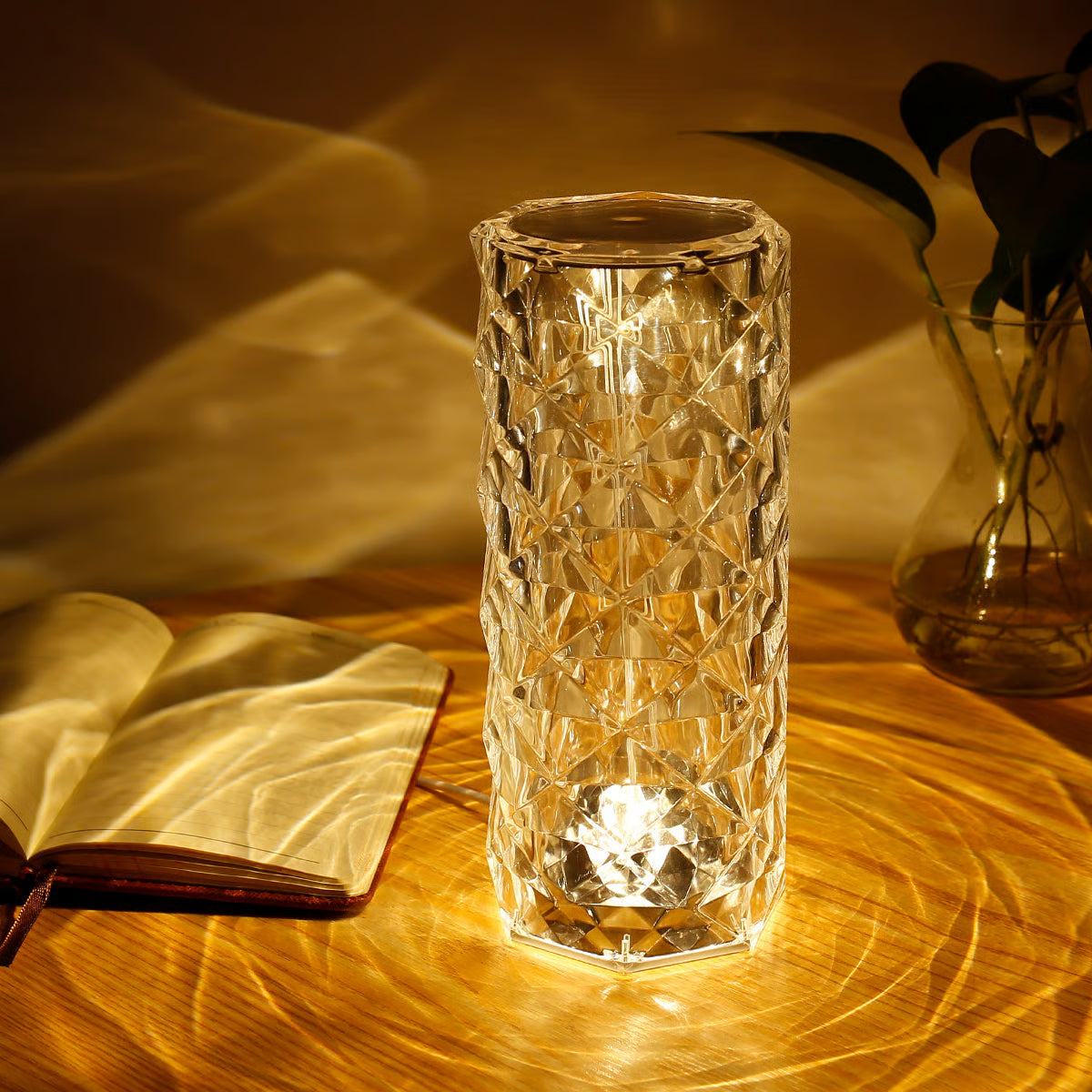Crystal Touch Control Rechargeable Rose Diamond Table Lamp