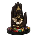 eCraftIndia Golden Handcrafted Palm Ganesha Decorative Showpiece