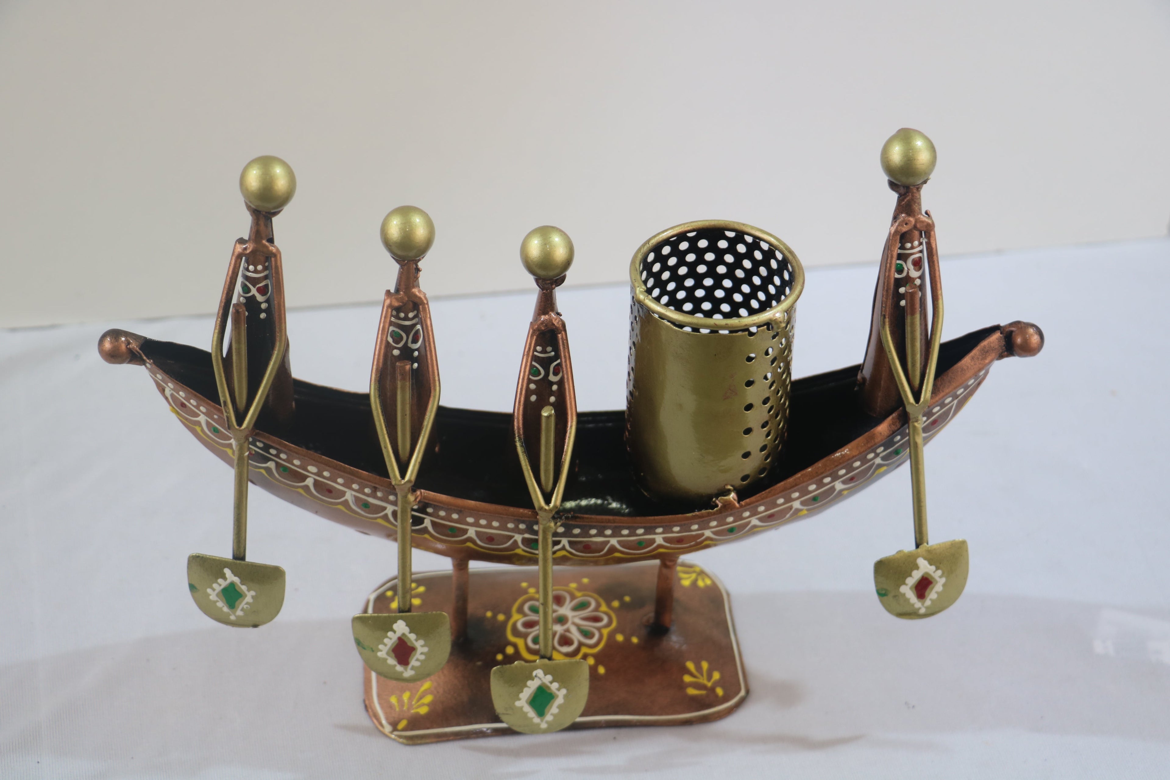 Iron Hand Painted Ship Pen Stand