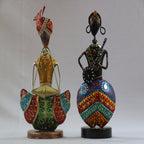 Iron Hand Painted Pair Musicians Set Of 2