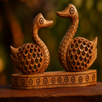 Wooden Carved Ducks Couple | Ideal Gift & Decorative Sculpture